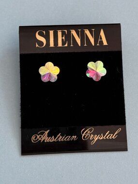 Sienna Earrings-Iridescent Floral-Shaped Austrian Crystal Stud Style Earrings-Ne